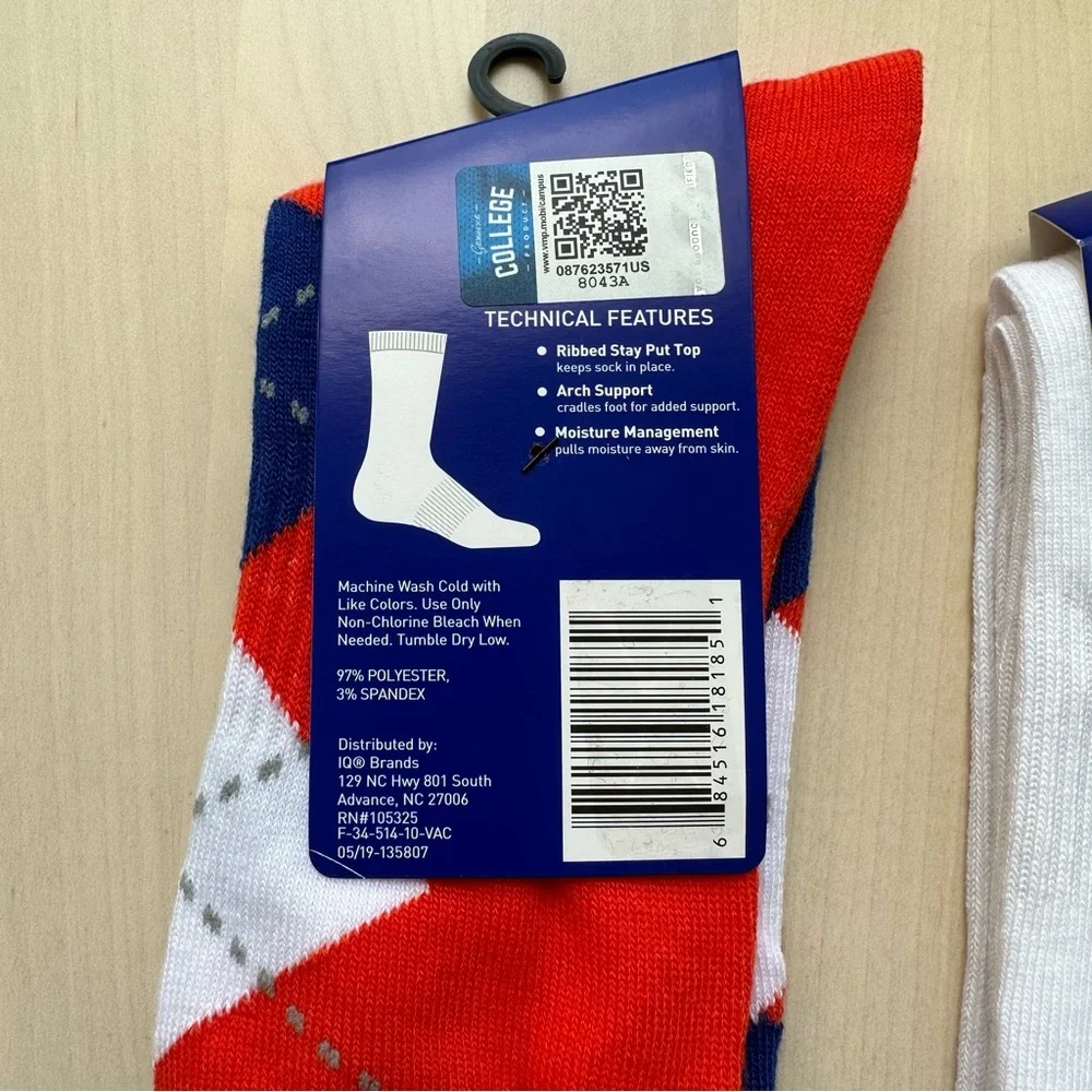 TCK UVA University of Virginia 3 Pairs Collegiate Crew Socks Bundle
